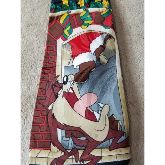 Looney Tunes Mania 1996 Christmas Tasmanian Devil Men's Tie Polyester Vintage - Picture 4 of 12